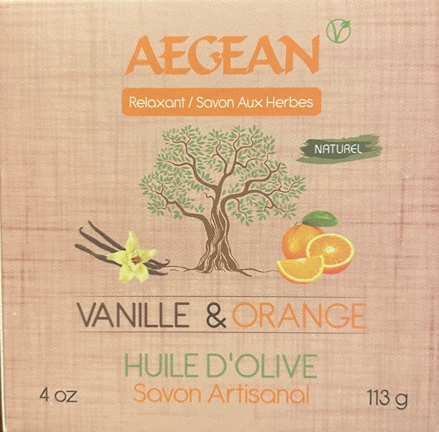 Aegean Handmade Vanilla & Orange Olive Oil Natural Bath Soap