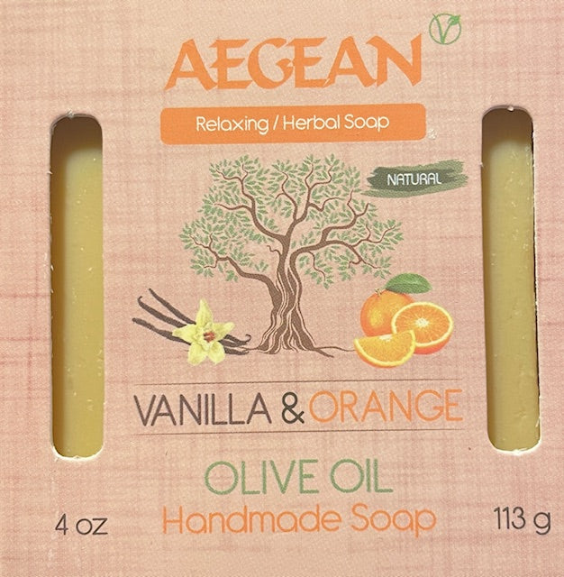 Aegean Handmade Vanilla & Orange Olive Oil Natural Bath Soap