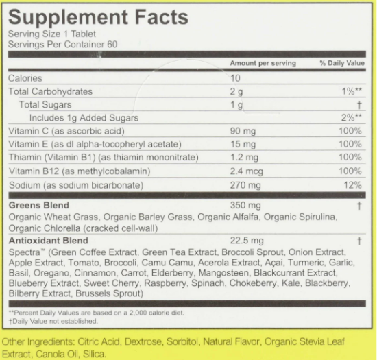 Amazing Grass Superfood Fizzy Green Tablets Lemon Lime Flavor