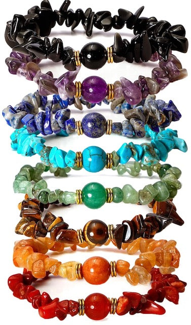 Stone Bracelet Synthetic Blue Turquoise 7" - Stretch