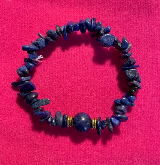 Stone Bracelet Blue Lapis Lazuli 7" - Stretch