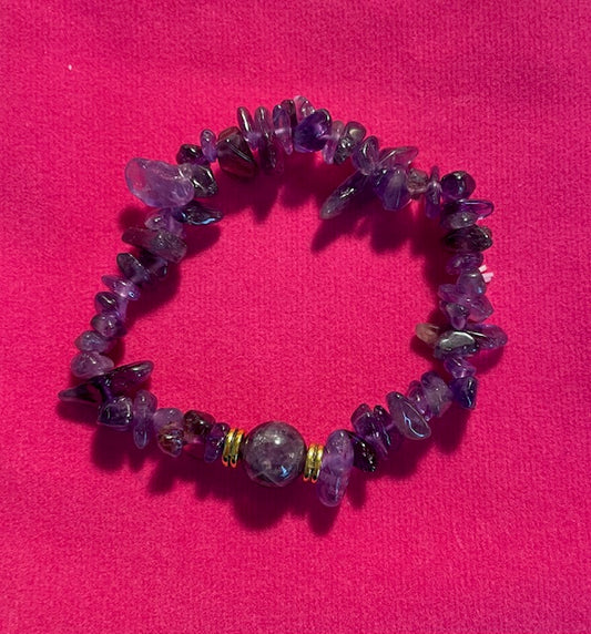 Stone Bracelet Amethyst 7" - Stretch