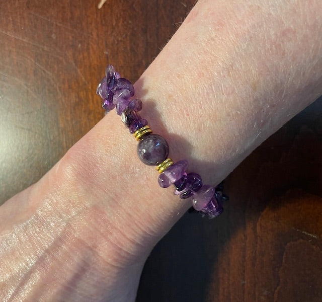 Stone Bracelet Amethyst 7" - Stretch