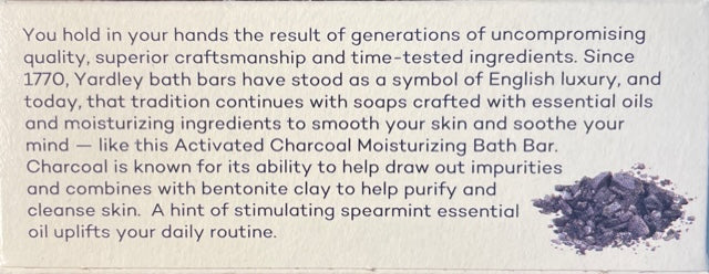 Barra de baño hidratante de carbón activado Yardley London con arcilla de bentonita