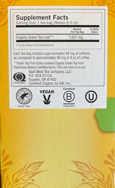 Herbal Tea Yogi Pure Green Tea - Supports Vitality