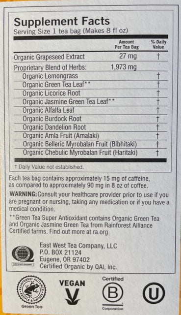 Té de Hierbas Yogi Té Verde Súper Antioxidante