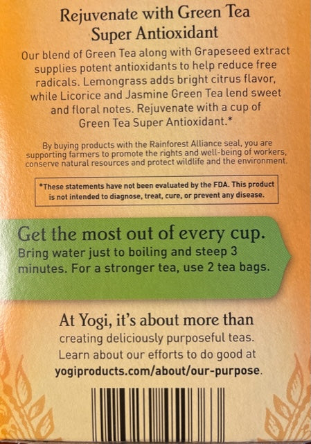 Té de Hierbas Yogi Té Verde Súper Antioxidante