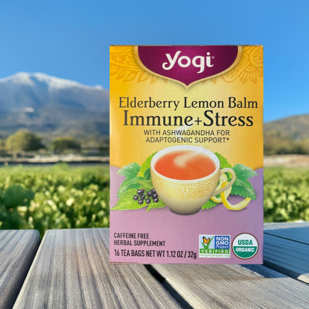 Té de hierbas Yogi Saúco Bálsamo de limón Inmune + Estrés con Ashwagandha para apoyo adaptógeno