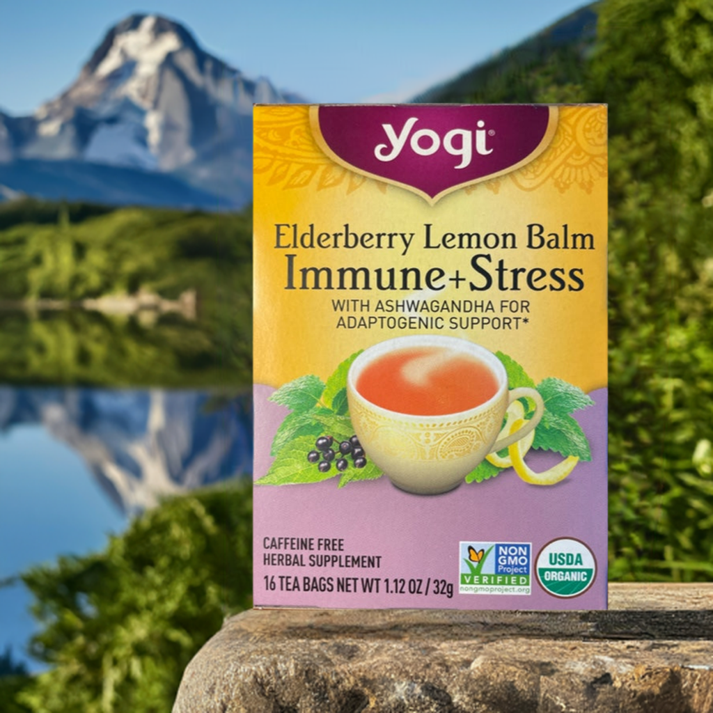Té de hierbas Yogi Saúco Bálsamo de limón Inmune + Estrés con Ashwagandha para apoyo adaptógeno